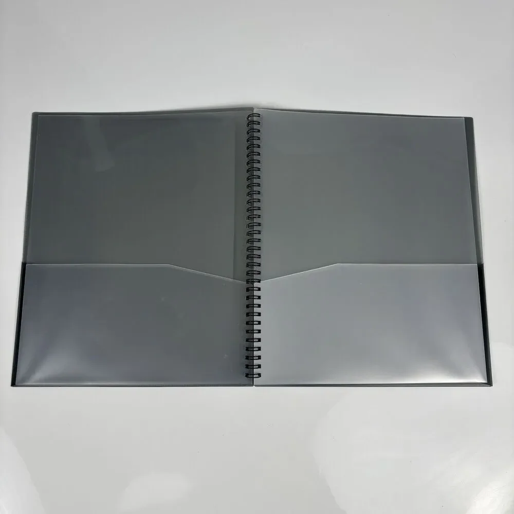 C-Line 8-Pocket Spiral-Bound Poly Portfolio Smoke Grey 33081 Letter Size 8.5x11